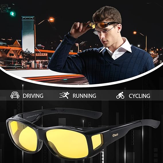 HD Night Driving Glasses Yellow Anti Glare Vision Tinted Unisex Sunglasses - Until Off