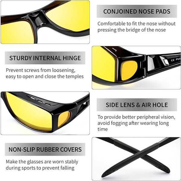 HD Night Driving Glasses Yellow Anti Glare Vision Tinted Unisex Sunglasses - Until Off